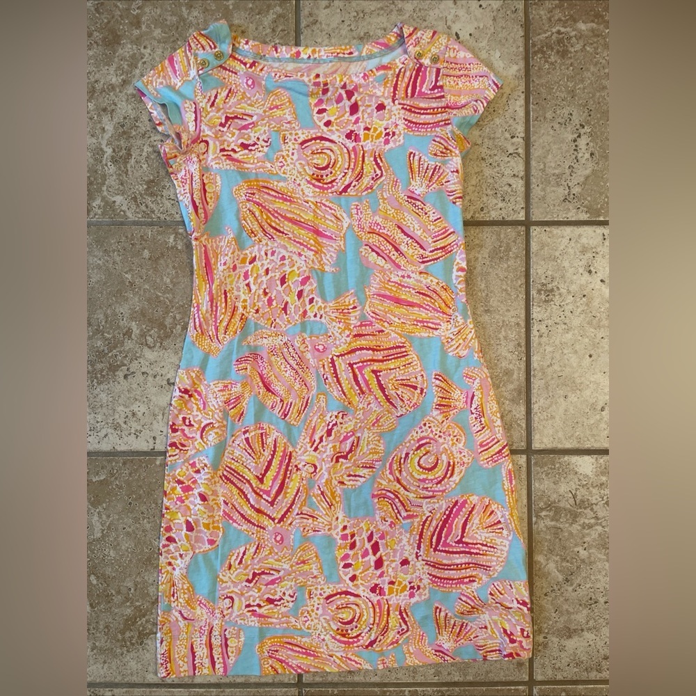Lilly Pulitzer Pink, Yellow & Blue Shell-Print Mini Dress